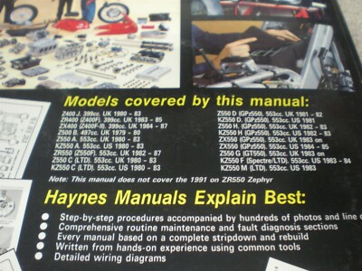 きたともページ Haynes Kawasaki Owners Workshop Manual 1979-91 ZX400 | eBay