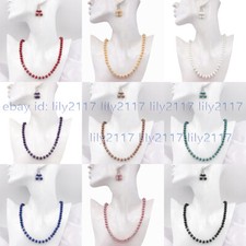 Fashion 8/10/12mm Multi-Color Shell Pearl Round Beads Necklace Earrings Set 18''