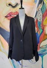 Cartonnier By Anthropologie Black Blazer Tie Cuf Lined Women's Size 6