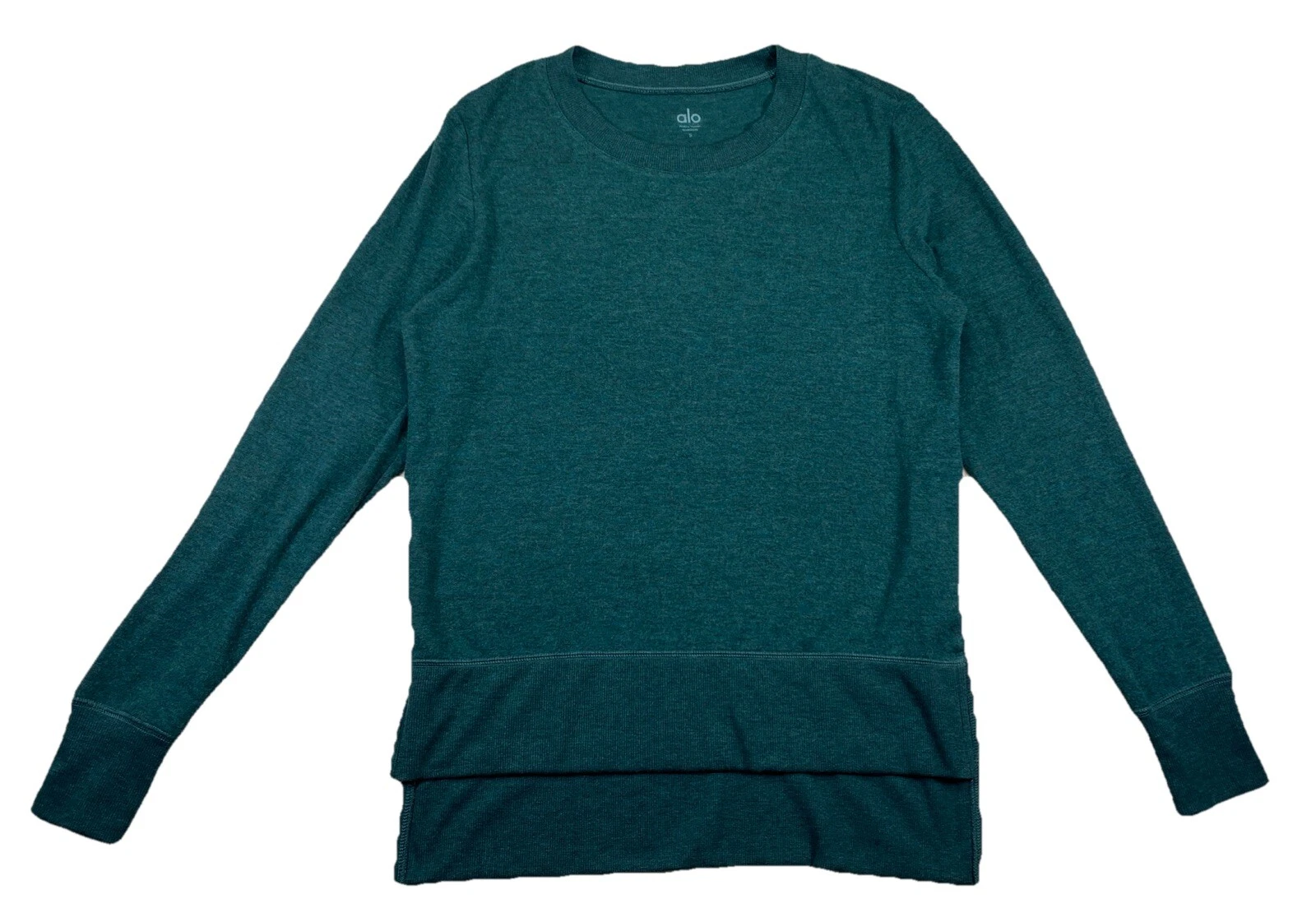 alo-yoga glimpse split hem hi lo heathered shirt