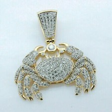 3 Ct Round Diamond Crab Cancer Zodiac Sign Men's Pendant 14K Yellow Gold Finish