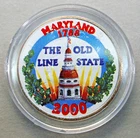 COLORIZED BRILLIANT UNCIRCULATED (MARYLAND) KENNEDY HALF DOLLAR ....#10439