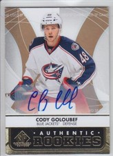 2012-13 UD SPGU CODY GOLOUBEF AUTO ROOKIE Gold Authentic Rookies RC SP Game Used