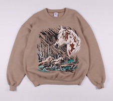 Men's Vintage 90's Jerzees Horses Big Logo Sweatshirt Jumper Size XL