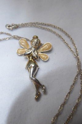 SCHÖNER Disney Lenox Sterlingsilber Emaille Tinkerbell Anhänger Halskette ANSEHEN