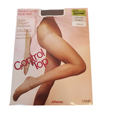 JCPenney Control Top Super Shaper Average Pantyhose Taupe 41 Nylons Nude Heel