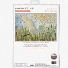 Egret's Soaring Journey: Beginner's Cross Stitch Kit - 14" x 9" - 14 Cnt. Light