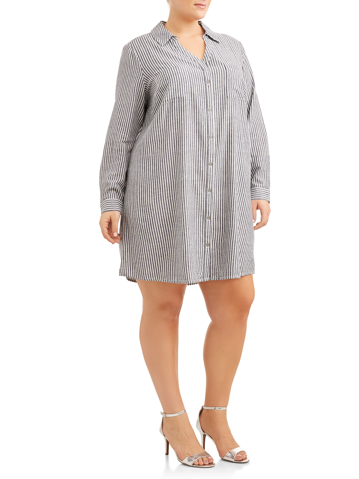 Women's Plus Size Button Down Shirt Dress Blue Sapphire Stripe SIZE 3X  --R3-- 887512060926 | eBay