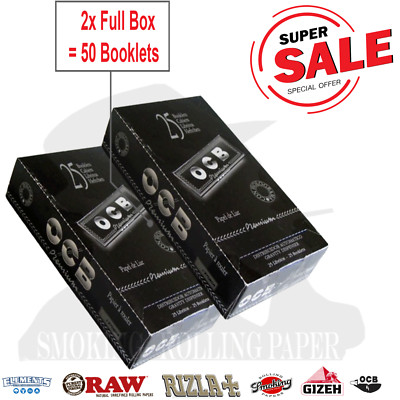 2 X OCB Premium Black Slim 1 1/4 - 77mm 25 x Rolling paper 50 sheets