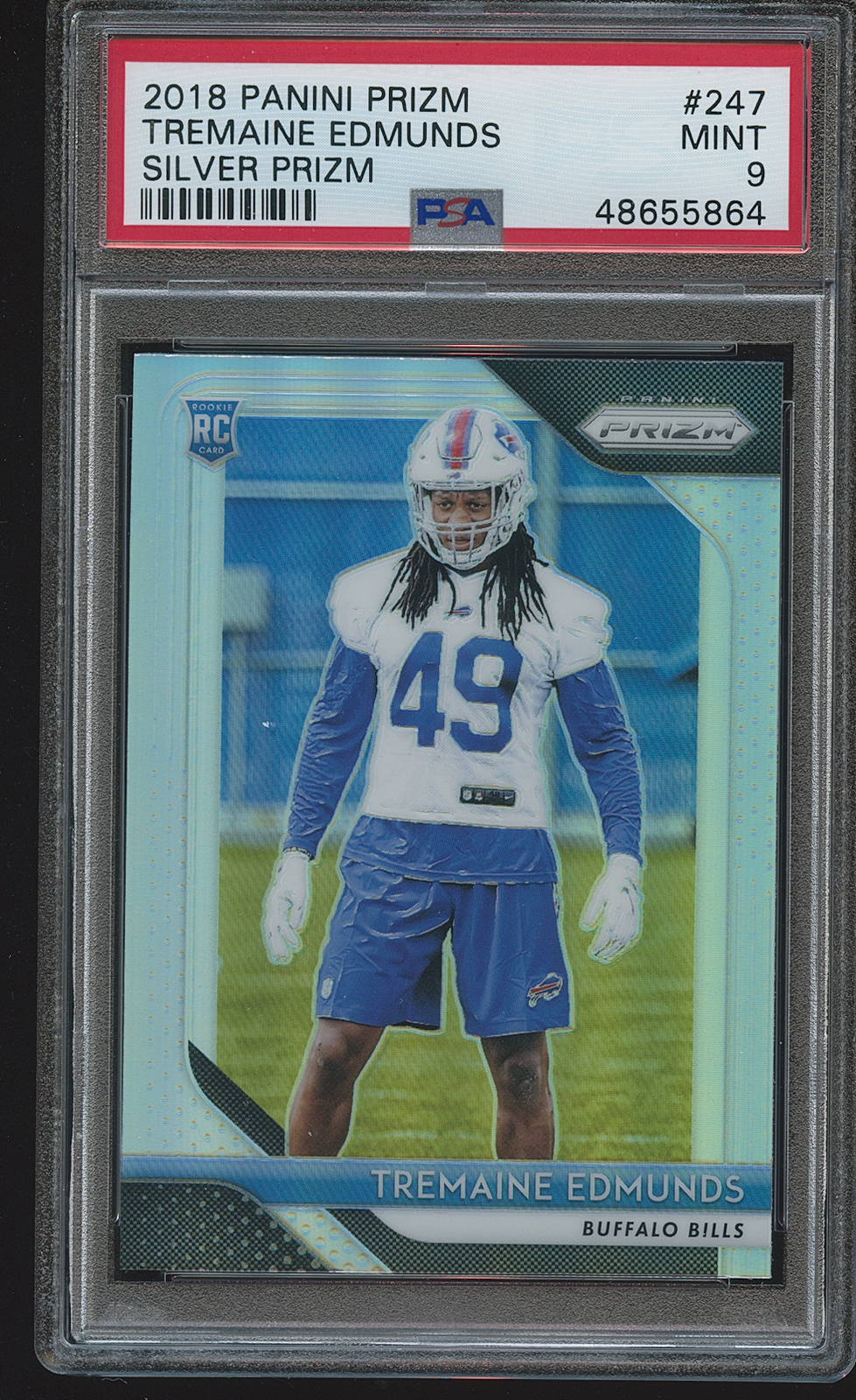 Tremaine Edmunds 2018 Panini Prizm Silver RC #247 PSA 9 MINT