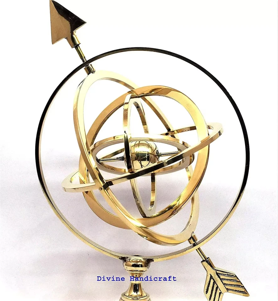 Armilar de latón náutico vintage 11" esfera globo decoración hogar y oficina regalo Foto 3 de 4