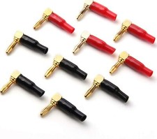 10pcs Right Angle Speaker Plugs 4mm/0.16 and quot 90 Degree Connector Banana