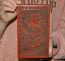 old Chinese lacquerware animal loong dragon Jewelry vessel Box storage box Boxes