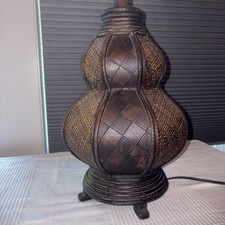Wood/Rattan/Wicker Table Lamp No Shade Boho Wood Base