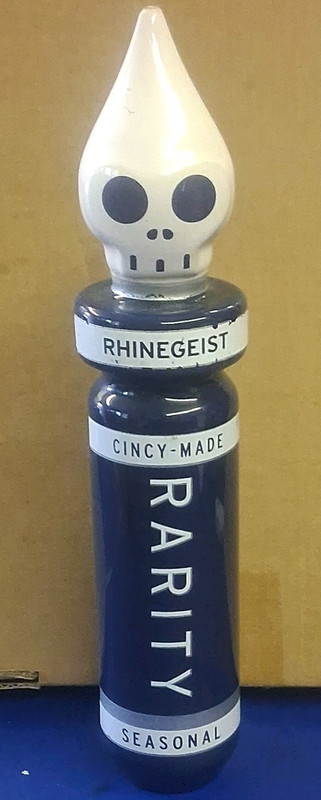 Rhinegeist Rarity Seasonal Beer Tap Handle Cincinnati-Made Skull Top