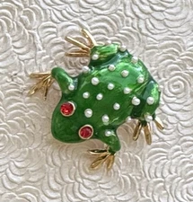 Vintage style  frog brooch enamel on metal