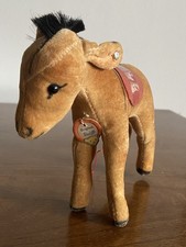 VTG Steiff Donkey Velvet 4.5  High Anniversary Chest Tag  Silver Button NICE