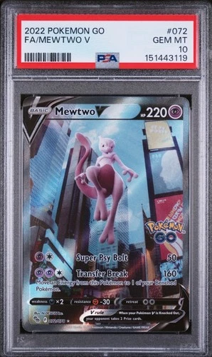 Pokemon 2022 SWSH Go Mewtwo v Alternate Full Art Ultra Rare Card #072/078 PSA 10