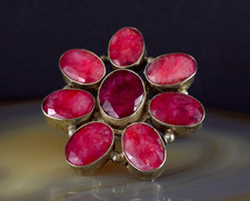 Ring Silver 925 Ruby Red 17.4 mm Flower XXL - Gorgeous Beautiful & Exceptional
