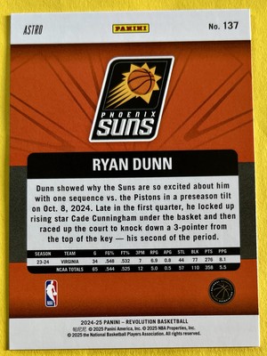 Ryan Dunn 2024-25 Panini Revolution NBA ASTRO PARALLEL Rookie #137