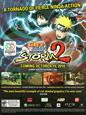 2010 Shonen Jump Naruto Ultimate Ninja Storm 2 Xbox PS3 Promo Art Print AD
