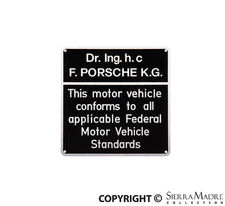 Porsche US Compliance Plate - 356B/356C/911/912/914 60-76  SMC-356-101 SMC3561