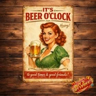 Pin Up Lady Beer Vintage Metal Tin Sign 8x12 Funny Bar Man Cave Decor