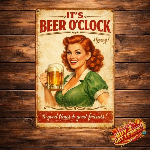 Pin Up Lady Beer Vintage Metal Tin Sign 8x12 Funny Bar Man Cave Decor