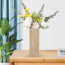  Vaso Fatto Mano Cestino Vimini Bianco Secchio Di Fiori Cesto Rattan