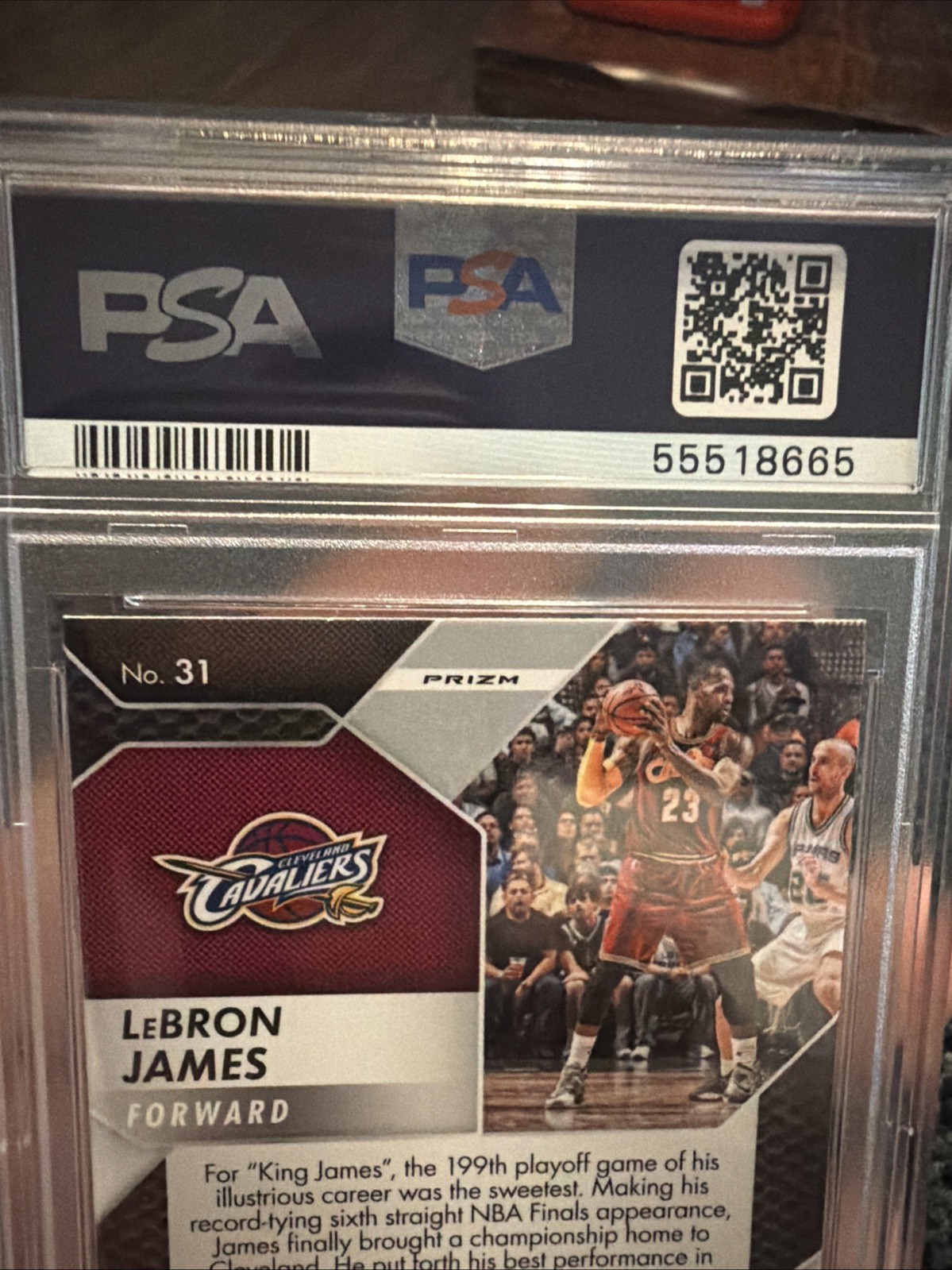 2016 PANINI PRIZM 31 LeBRON JAMES STARBURST PRIZM PSA 9 view 3