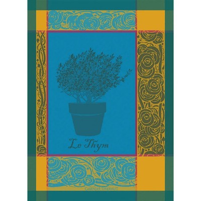 Garnier Thiebaut / Thym Bleu Aster Jacquard Kitchen Towel NEW