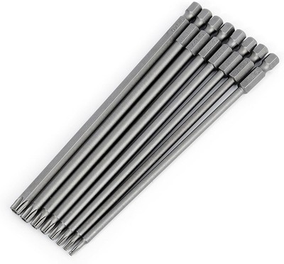 8PCS Security Torx Long Screwdriver Bit Set T8-T40 Tamper Proof T8-T40, Grey 