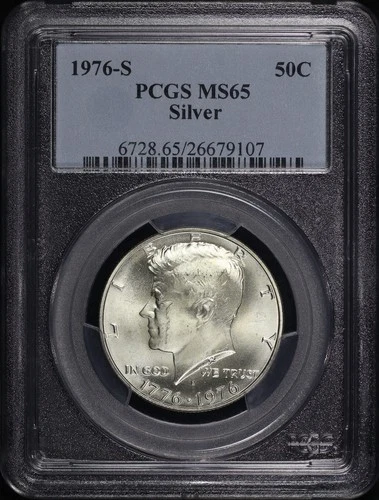 1976-S Bicentennial Silver Kennedy Half Dollar PCGS MS-65