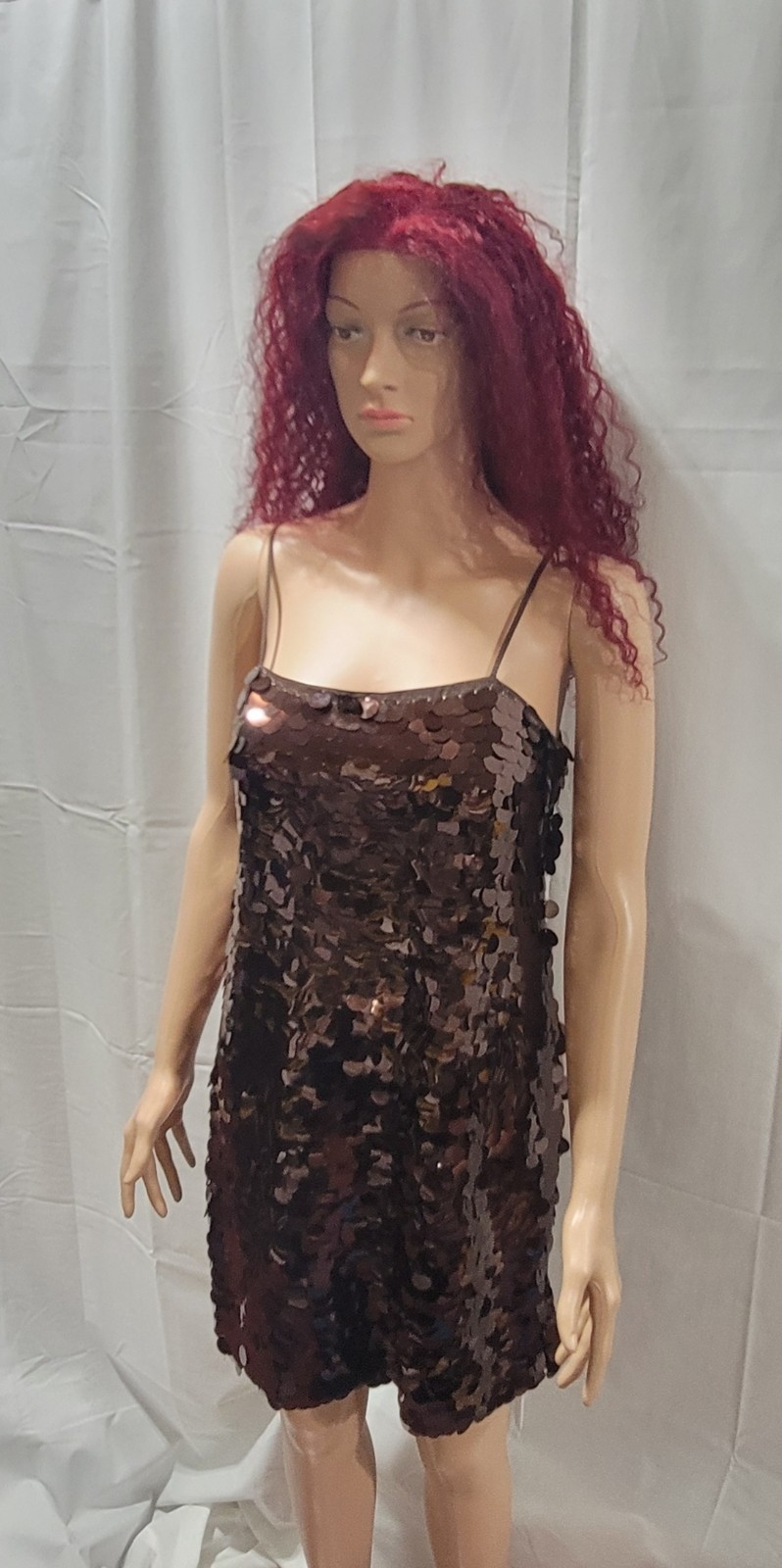 NWT A New Day Dress Women Sz Med Brown Sequin Paillette Mini Party Shift Holiday