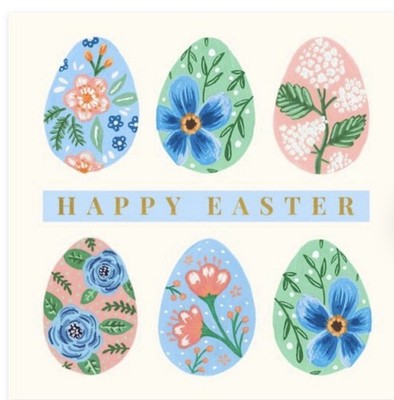 Bemalte Blumeneier illustrierte Frohe Ostern Karte