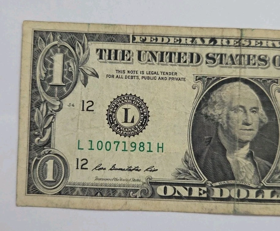 $1.00 One Dollar Bill October 7, 1981 (L 10071981 H) Series 2013 Birthday Note   - Image 4 of 4
