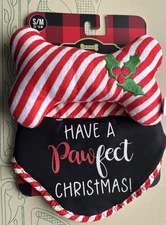 Woof ‘Have Pawfect Christmas‘ Bandana & Squeaky Bone Dog Gift Set (S/M) 13-15 in
