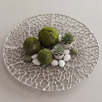 Dekoschale Rund Aluminium Silber Schale 44Cm Tischdeko Metall Wohnaccessoire