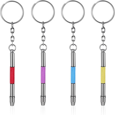 4 Pcs Precision Mini Eyeglass Screwdriver Keychain 4-In-1 Eyeglass Repair Kit Gl