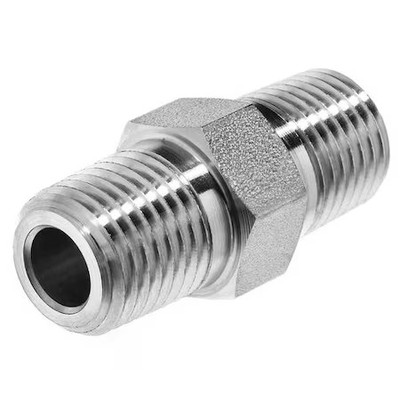 Steel Straight Adapter, 1/2 In Npt Male X 1/2 In Bspp Male, Galvanized, 1 3/4