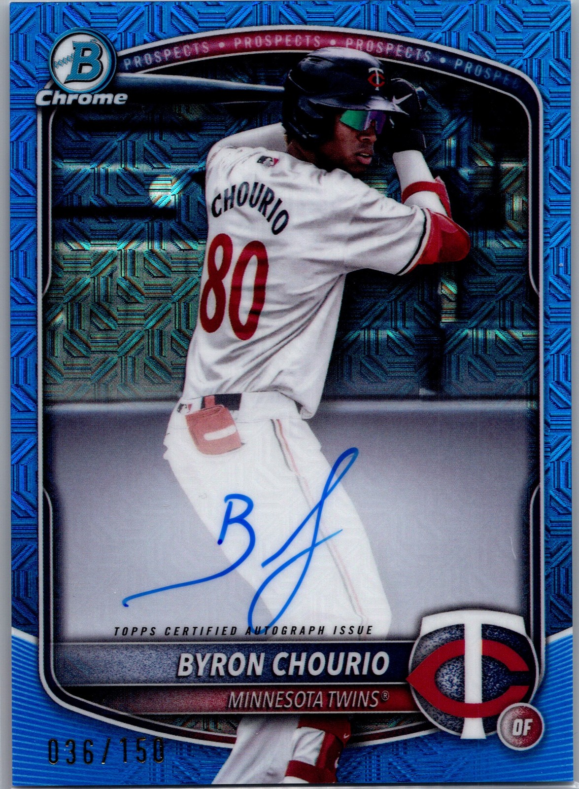 2025 Bowman #BMA-BC Byron Chourio Chrome Prospect Autographs Mojo Blue #/150