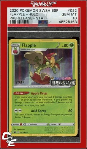 Black Star Promo Flapple SWSH022 Rebel Clash Prerelease STAFF PSA 10