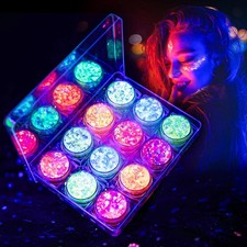 Glow in the Dark Glitter Gel for Body, Face, Hair - 12 Colors Makeup Set