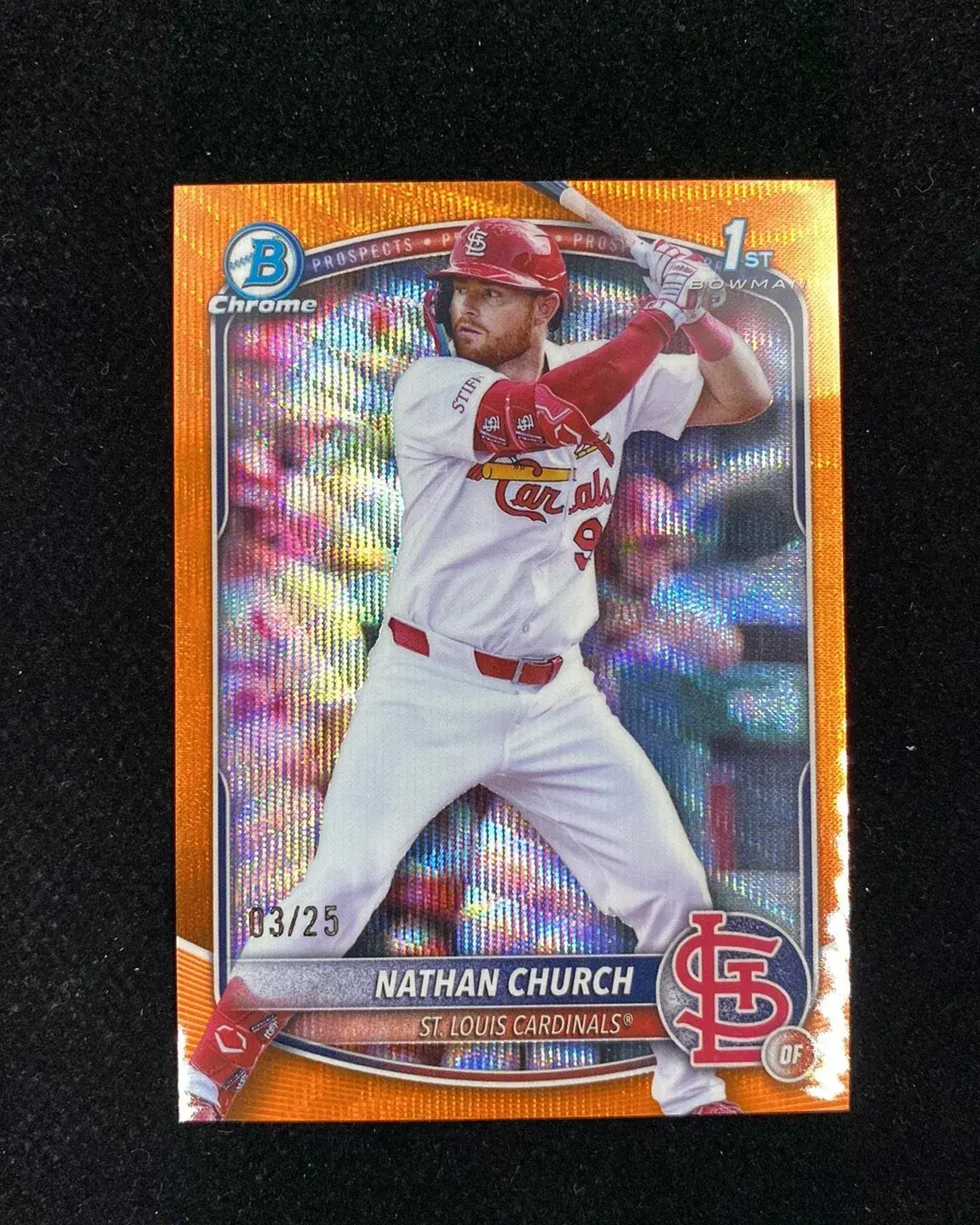 2025 Bowman Chrome Prospects Orange Wave #BCP-192 Nathan Church 1st 3/25 HD