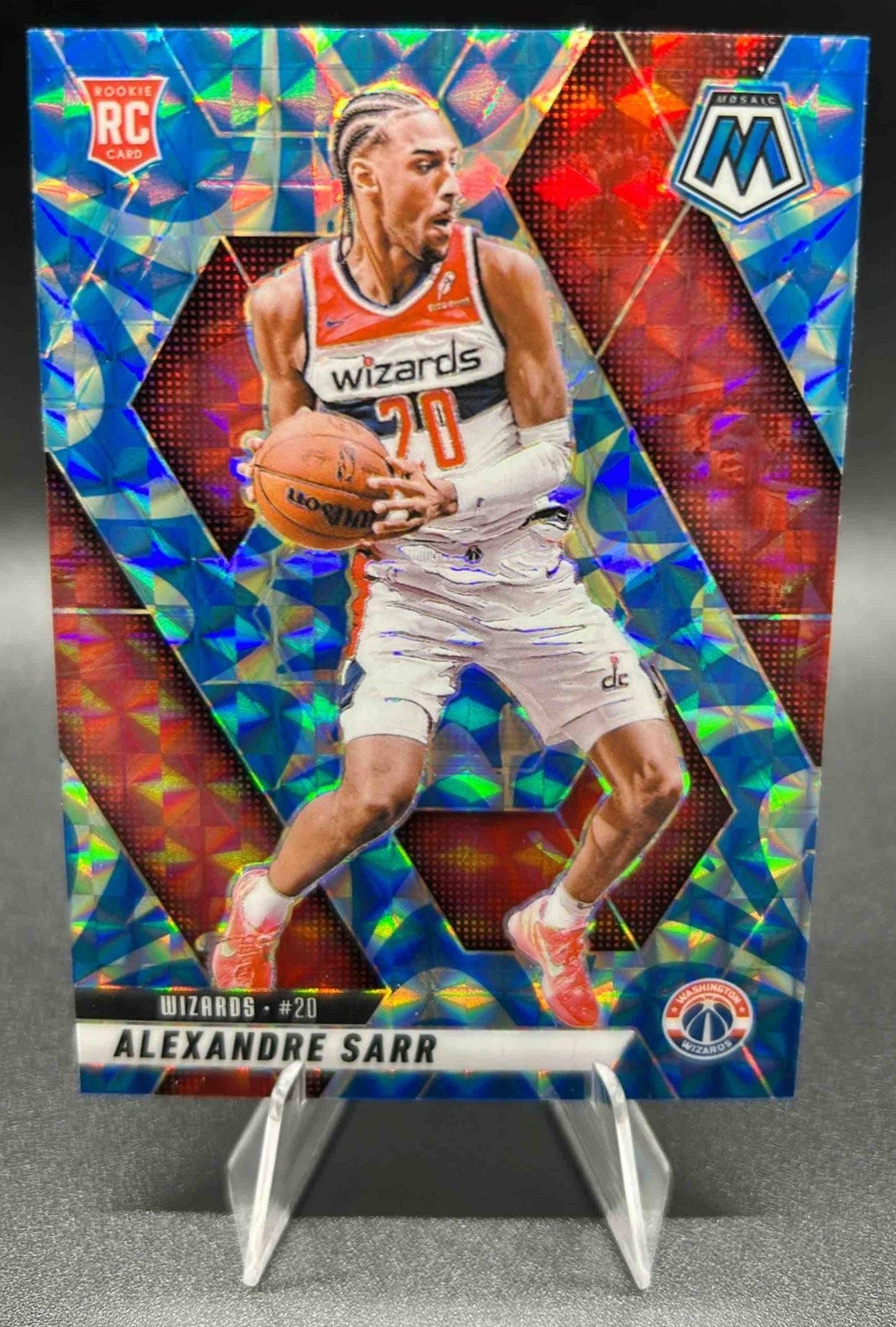 2024-25 Panini Mosaic Alexandre Sarr #216 Reactive Blue Mosaic RC Wizards