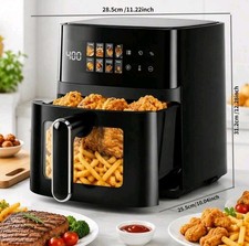 New 6.5QT Air Fryer 8-in-1 1350W LED Touchscreen Nonstick Basket Black.
