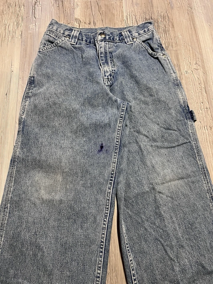 Pantalones de mezclilla holgados vintage Lee Riders niños carpintero talla 12 R Y2K patinador grunge Foto 3 de 4
