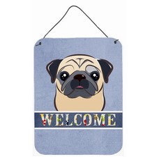 Carolines Treasures BB1448DS1216 Fawn Pug Welcome Wall and Door Hanging Prints