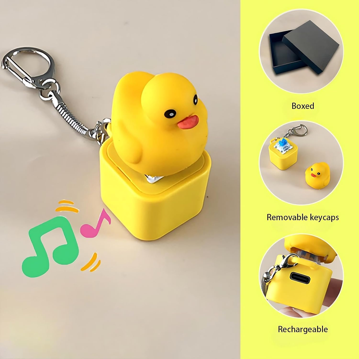 SGZIOO 2 Pezzi Duckeys Quacking Fidget Toy, Portachiavi