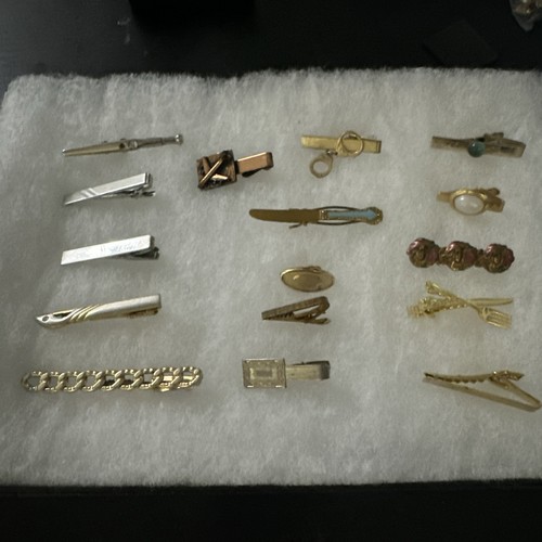 Pick what you want -- 16 tie clips; mixed metals; gold and silver tones